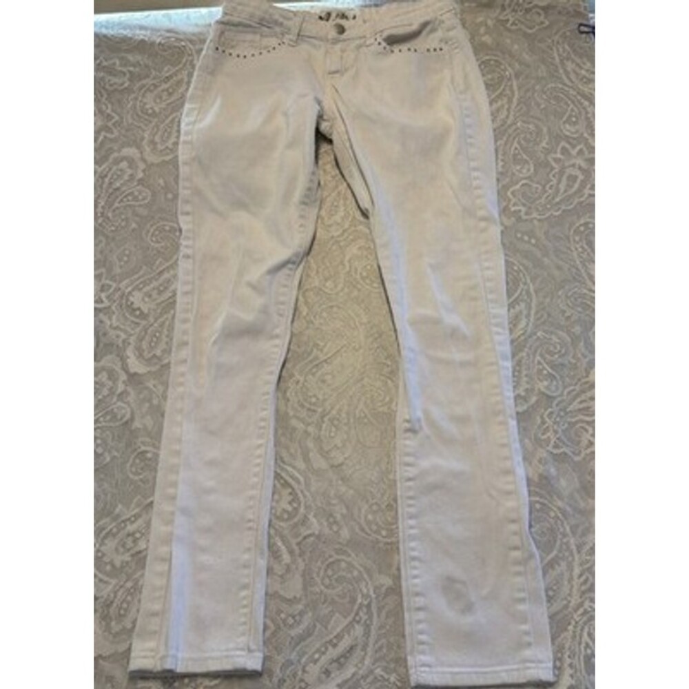 White skinny jeans stretch denim embellished by "Red Rivet" Women's Jr 27/29